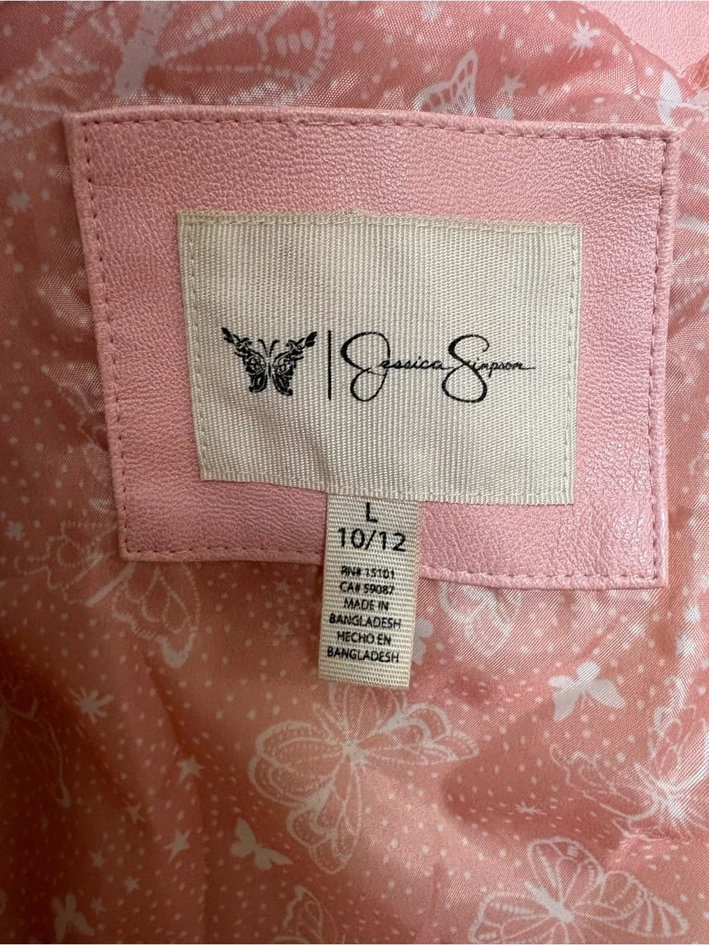 Girls' Pink Faux Leather Zip Jacket with Ruffle Shoulders